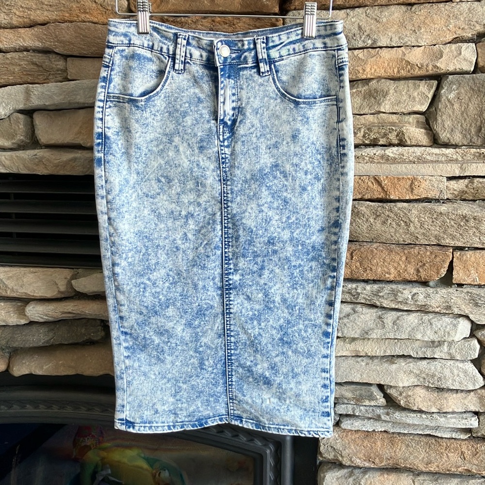 denim, pencil skirt